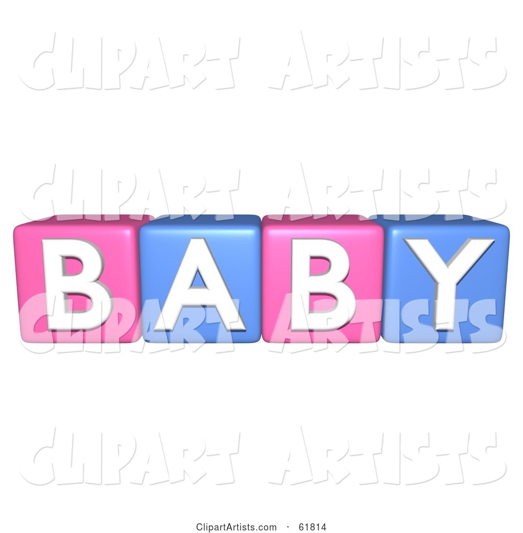 Line of Pink and Blue Alphabet Blocks Spelling BABY