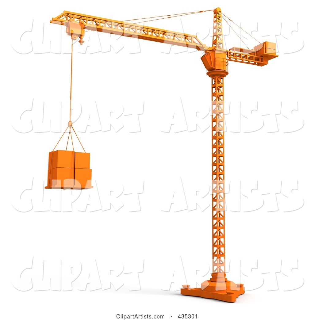 Orange Tower Crane Lifting Boxes