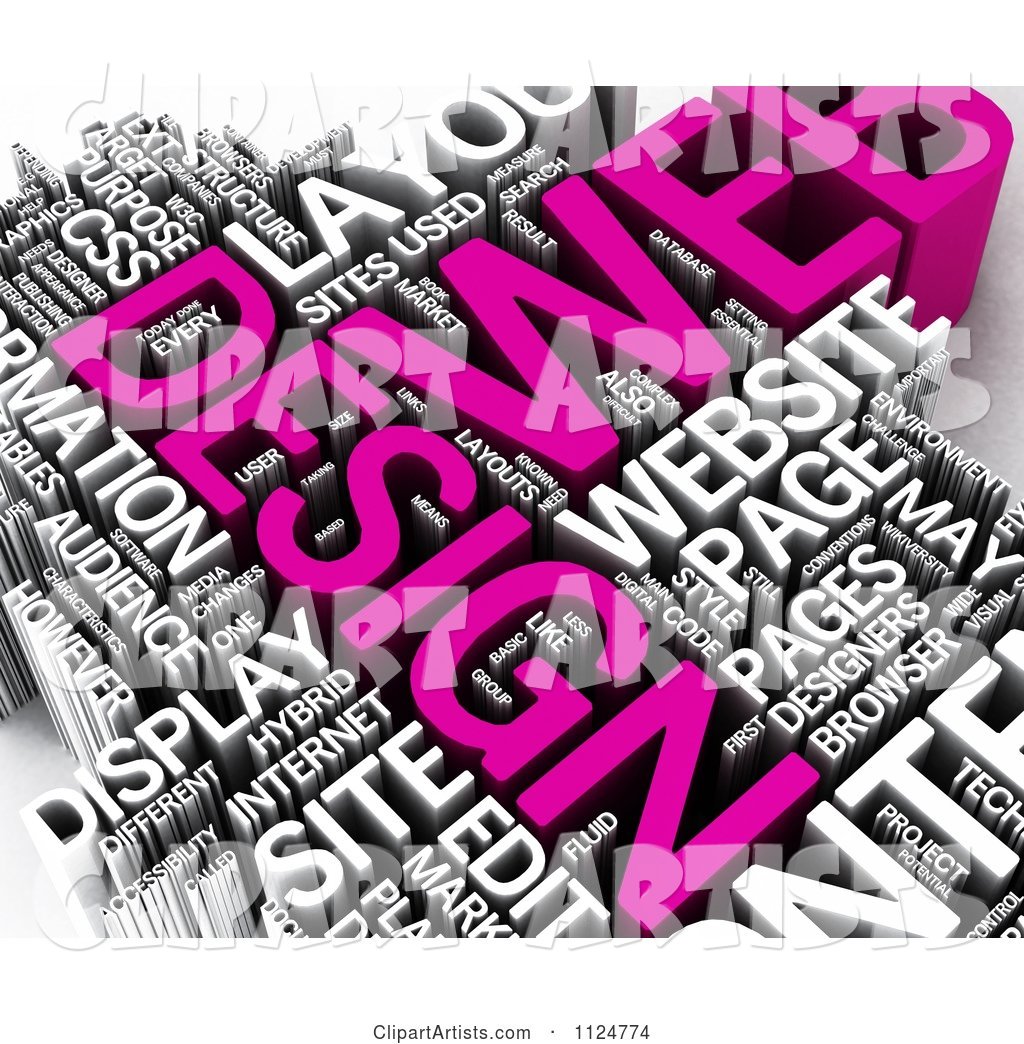 Pink and White Web Design Word Collage
