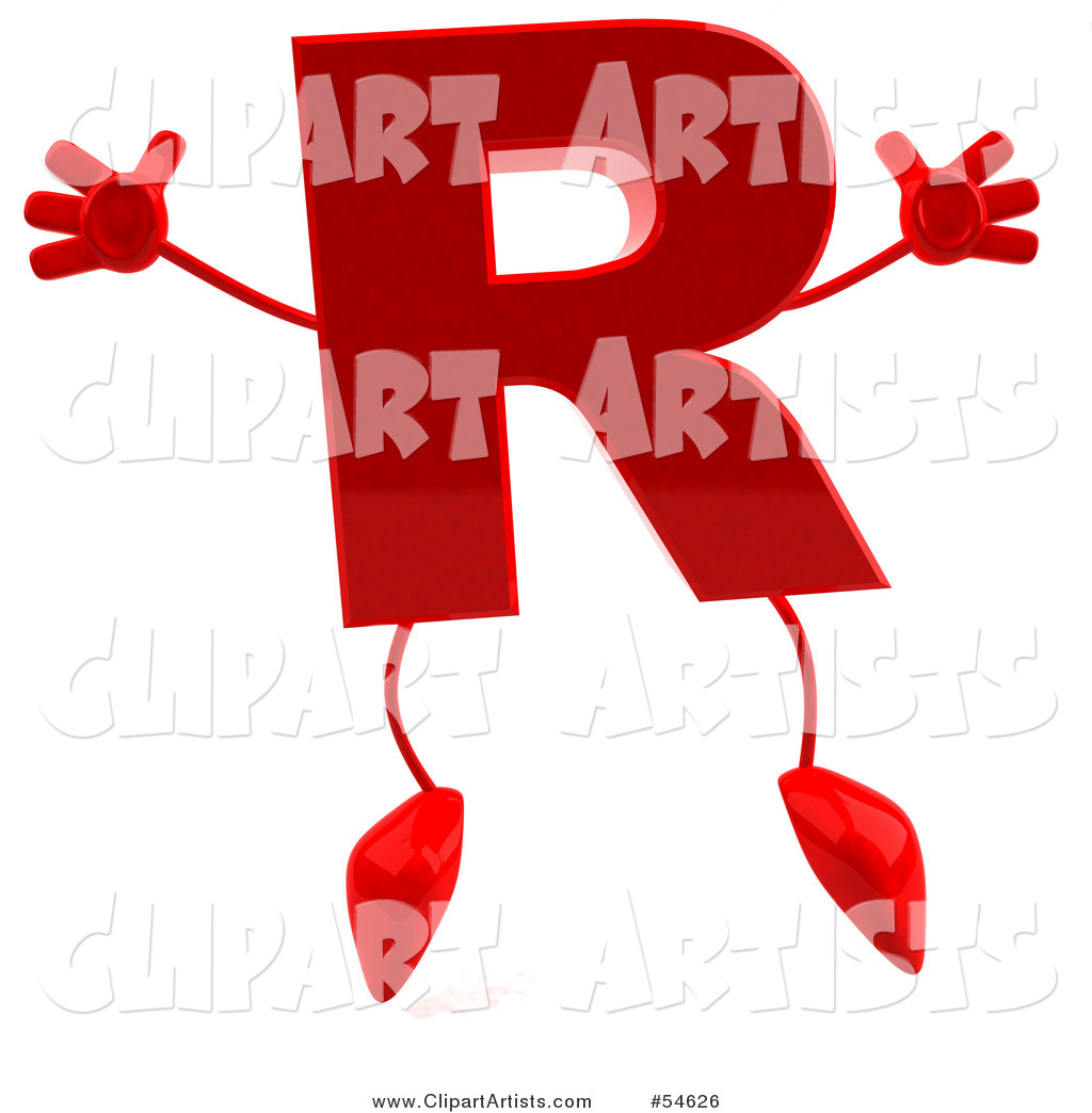 Red Letter R with Arms and Legs