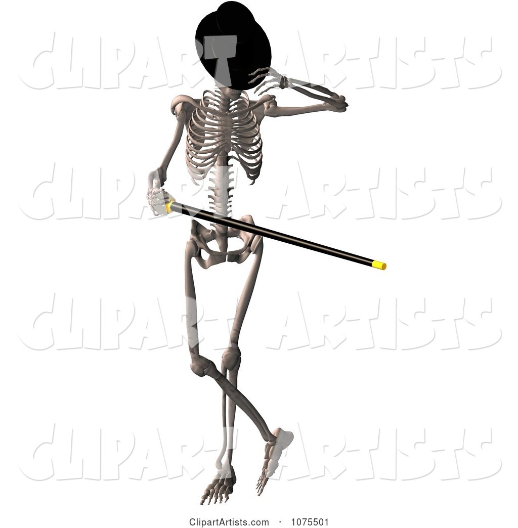 Skeleton Wearing a Top Hat and Dancing with a Cane 2