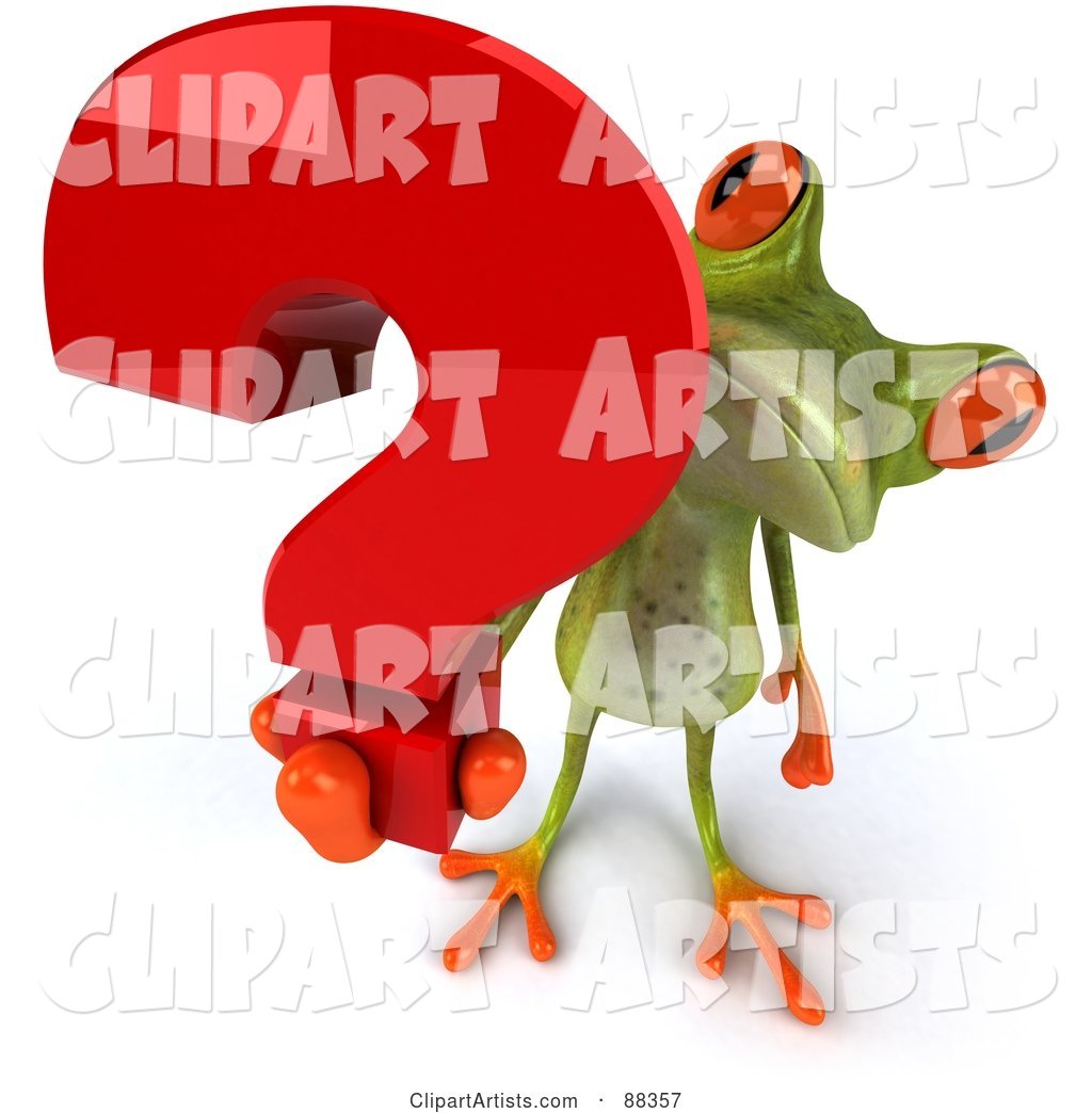 Springer Frog Holding up a Question Mark