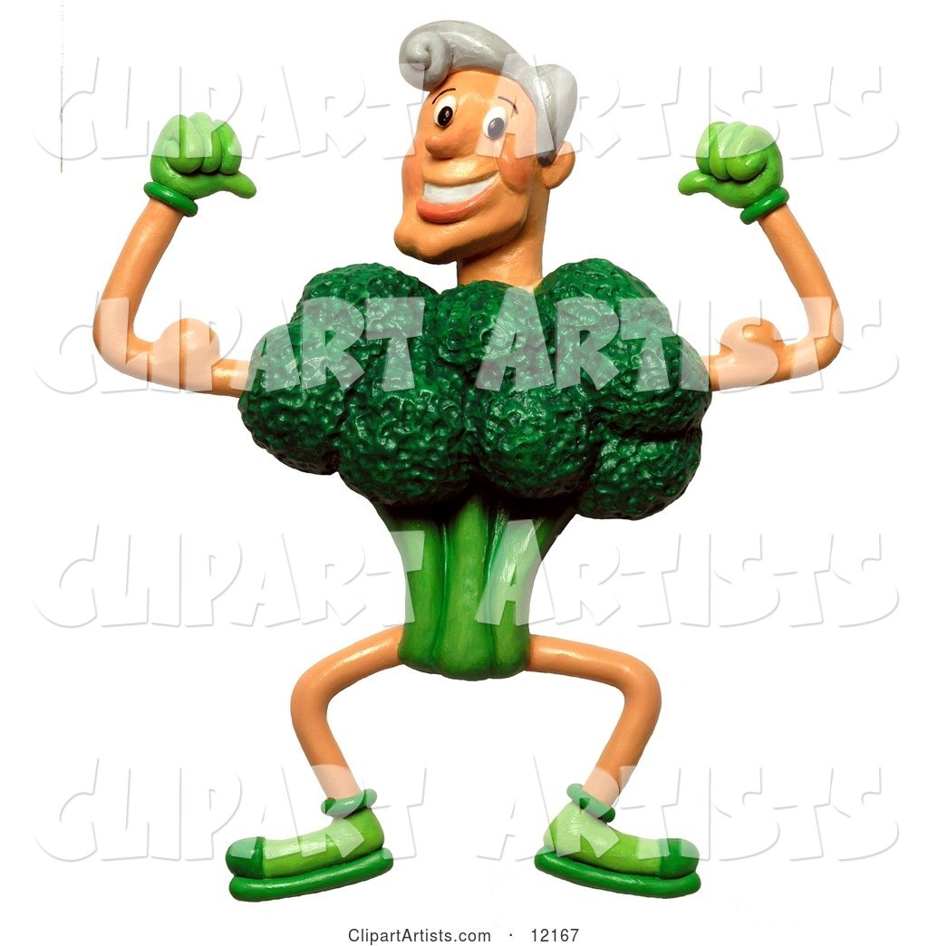 Strong Broccoli Man Flexing