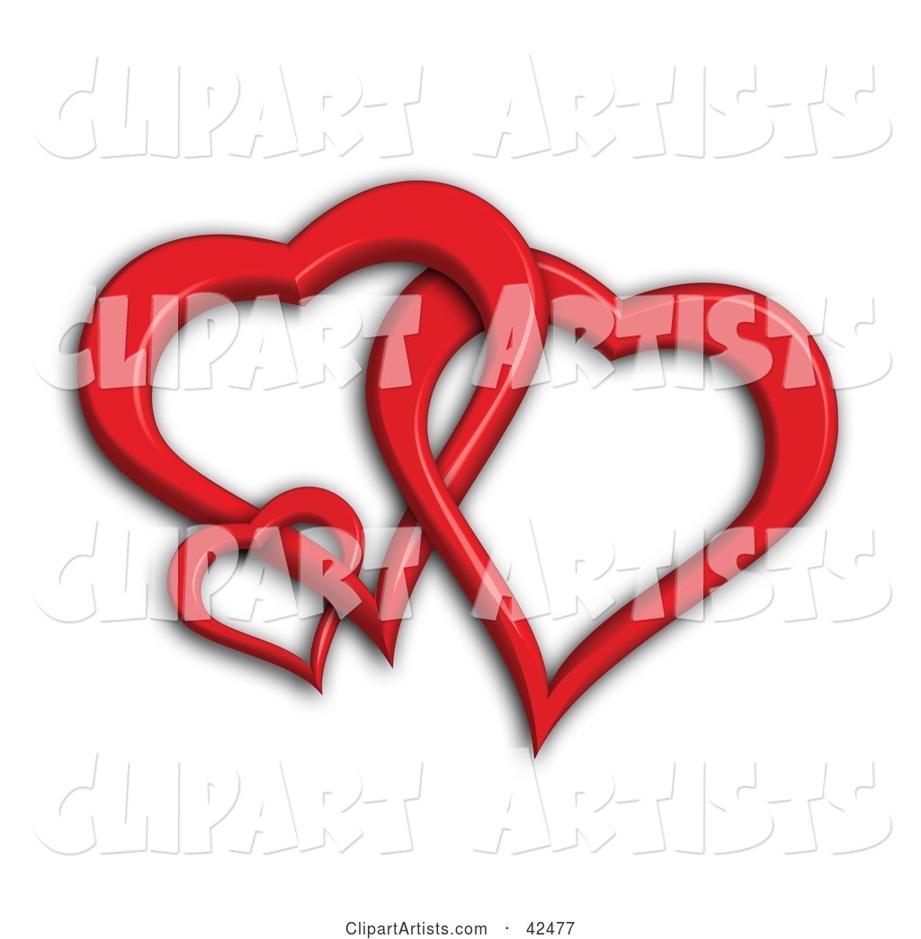 Three Entwined Red Hearts
