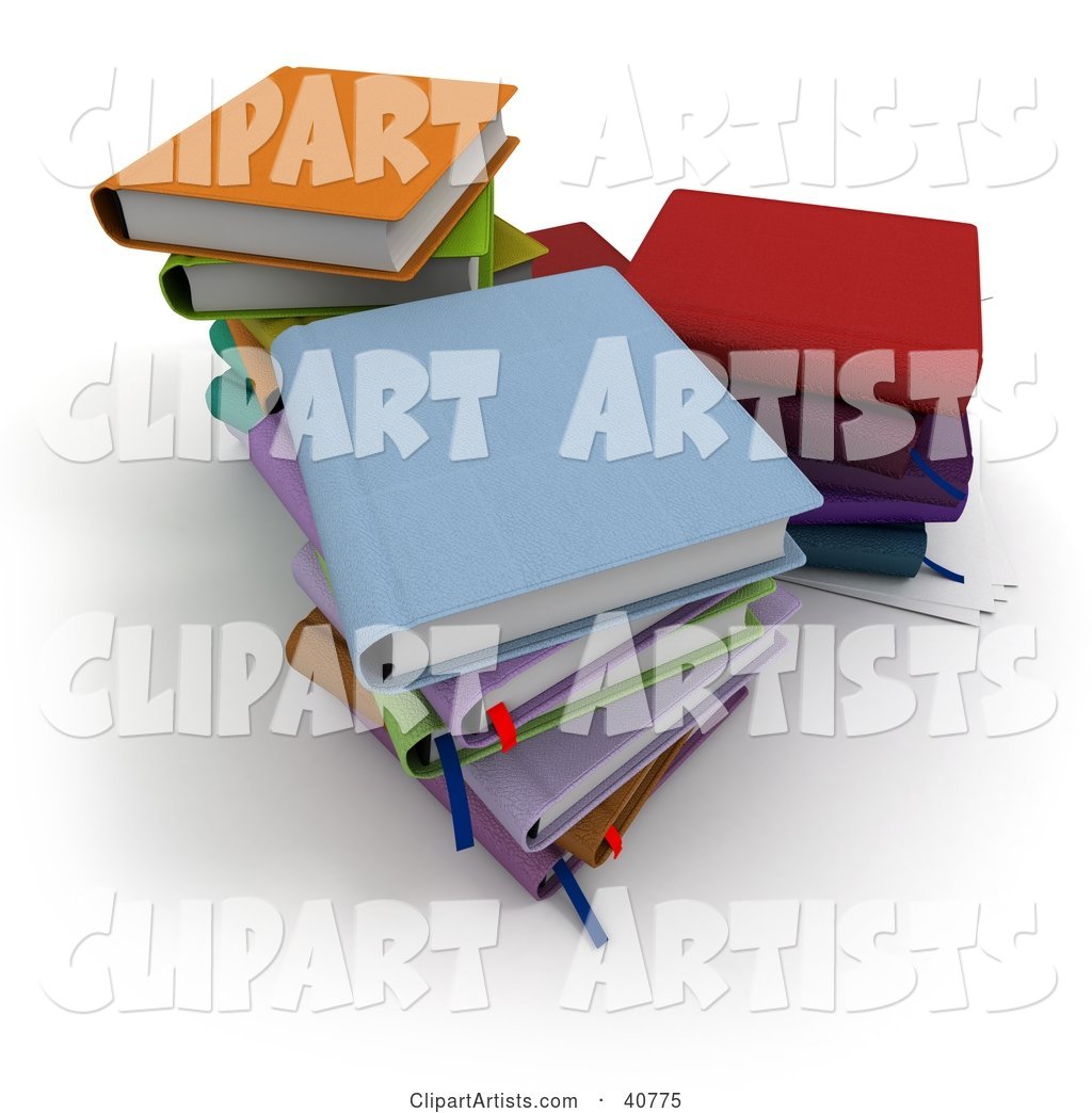 Three Stacks of Colorful School Books