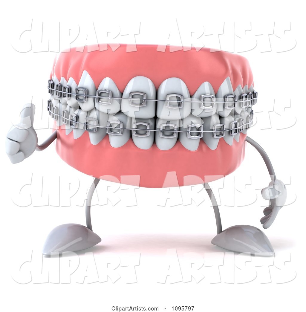 Thumb up Metal Mouth Teeth Character with Braces 1