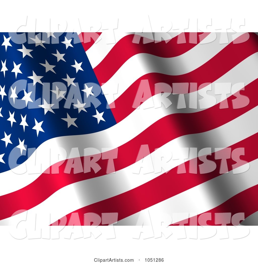 Waving American Flag Banner - 2