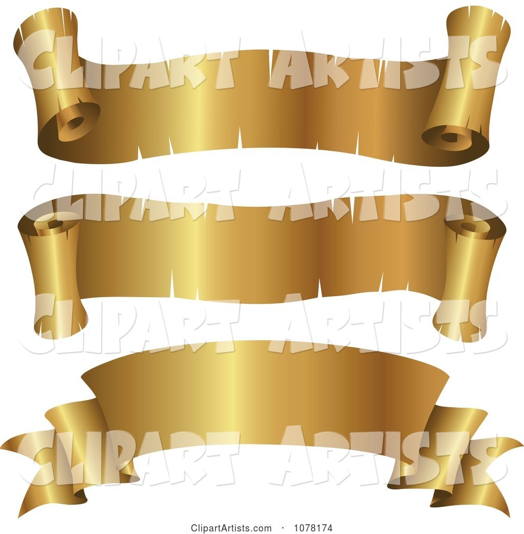 Blank Golden Parchment Ribbon Banners