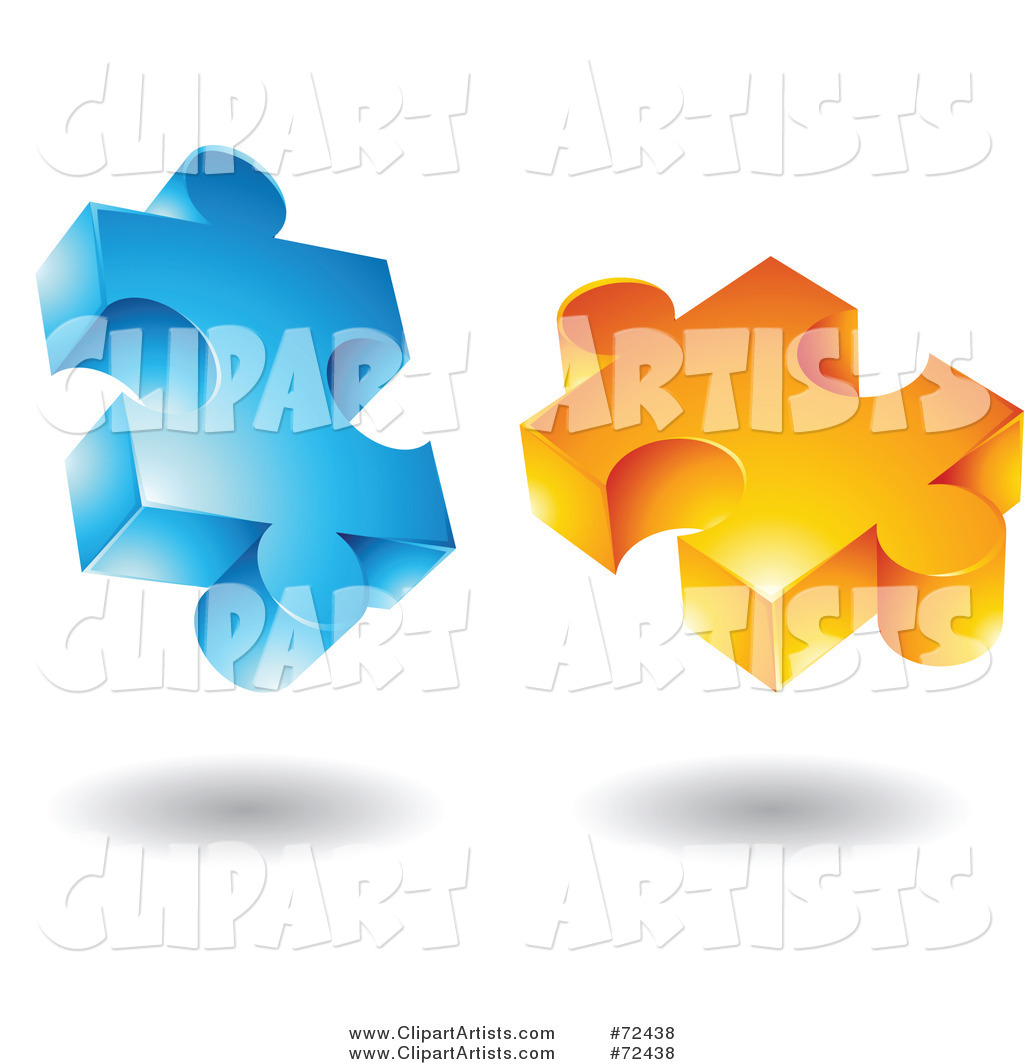 Blue and Orange Jigsaw Puzzle Pieces