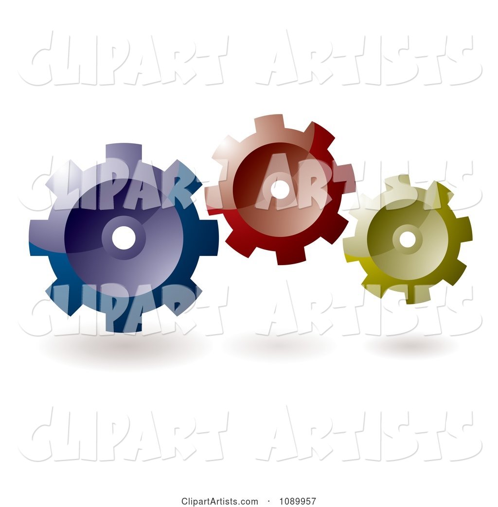Blue Red and Yellow Gear Cogs
