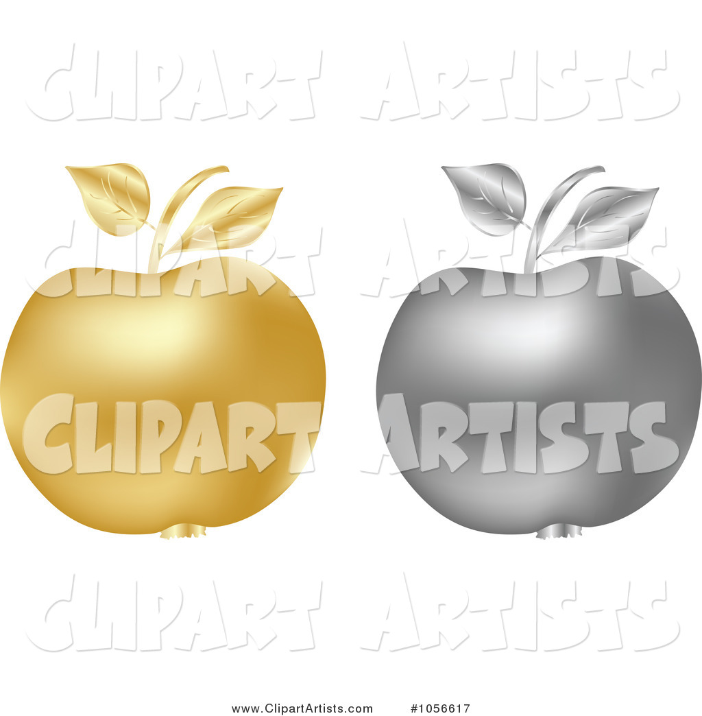 Digital Collage of Silver and Golden Apples