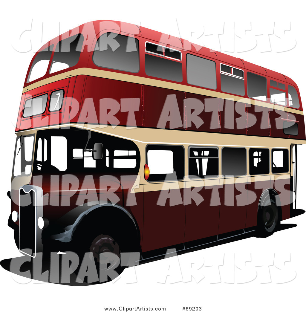 Red Double Decker London Bus on White