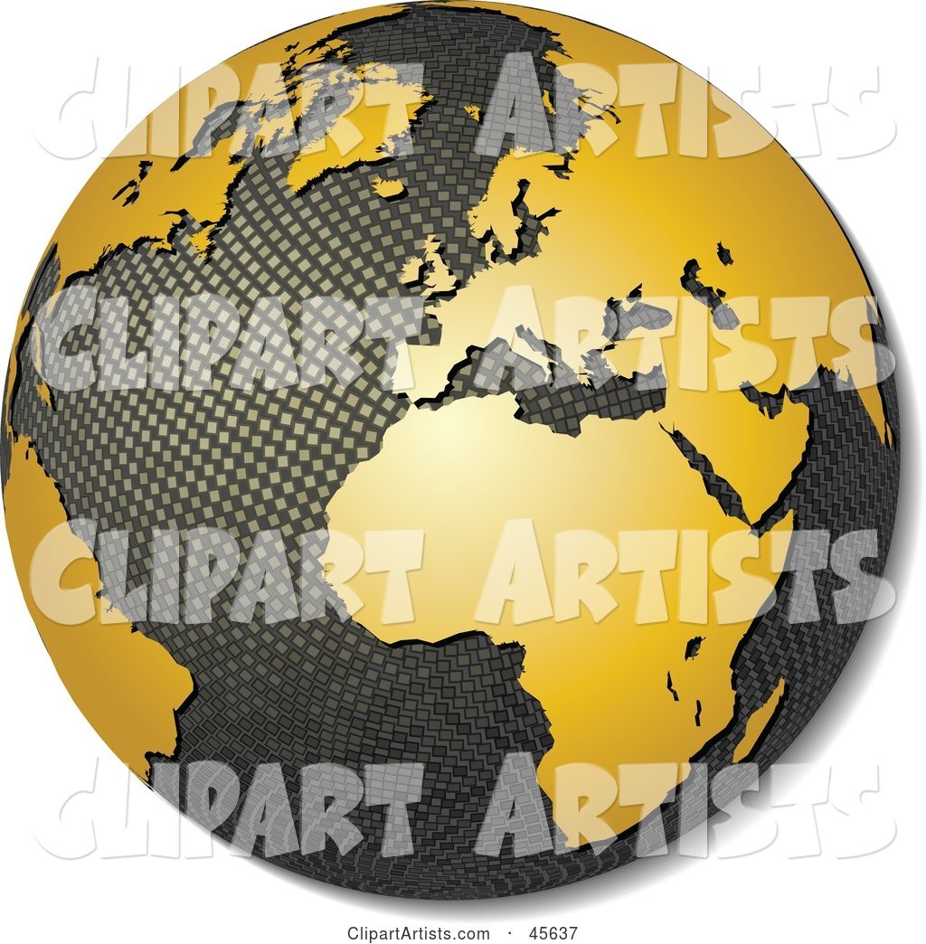 Textured Globe with Golden Continents, Featuring Africa