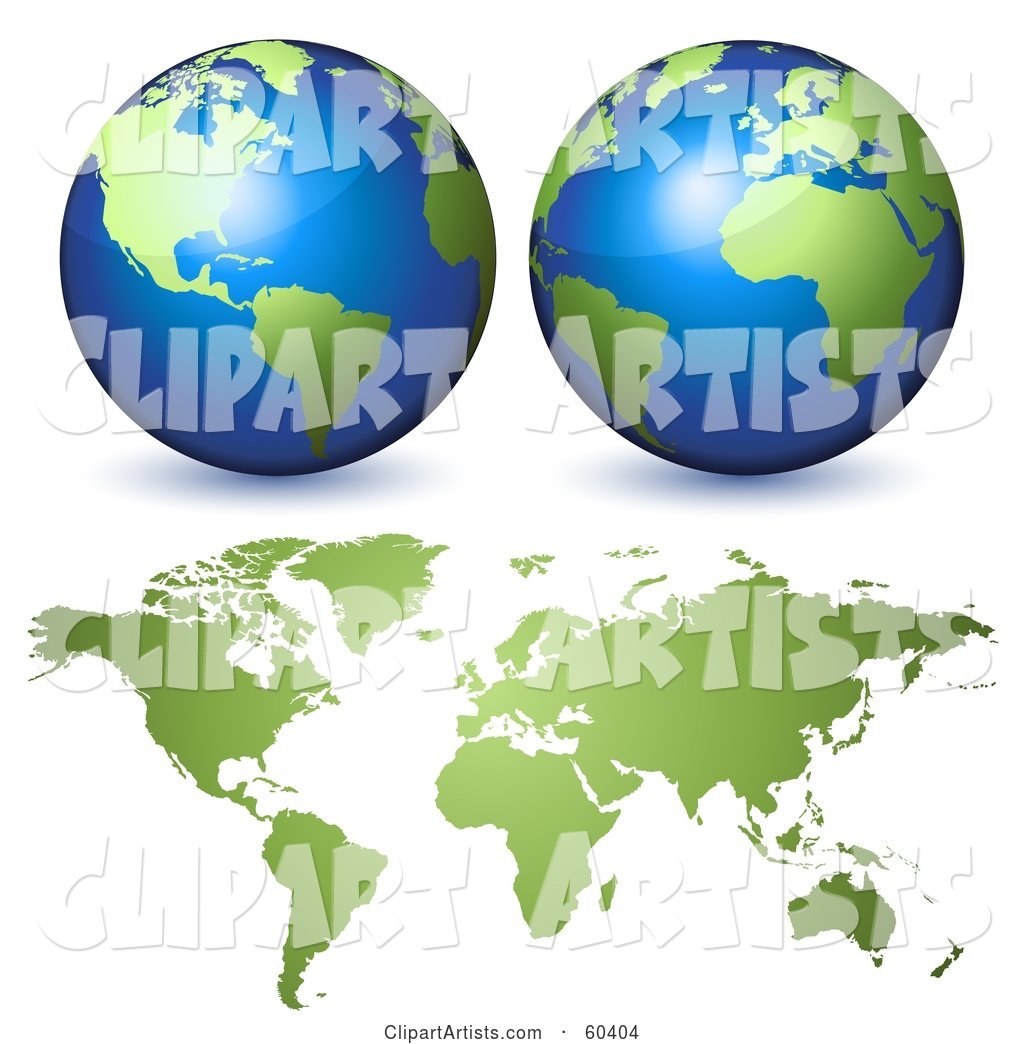 Two Globes over a Green World Atlas