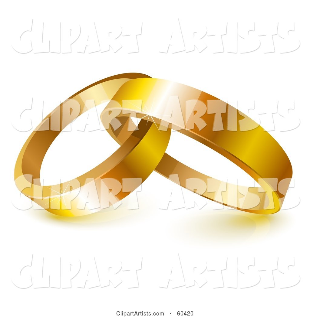 Two Shiny Gold Wedding Rings Entwined