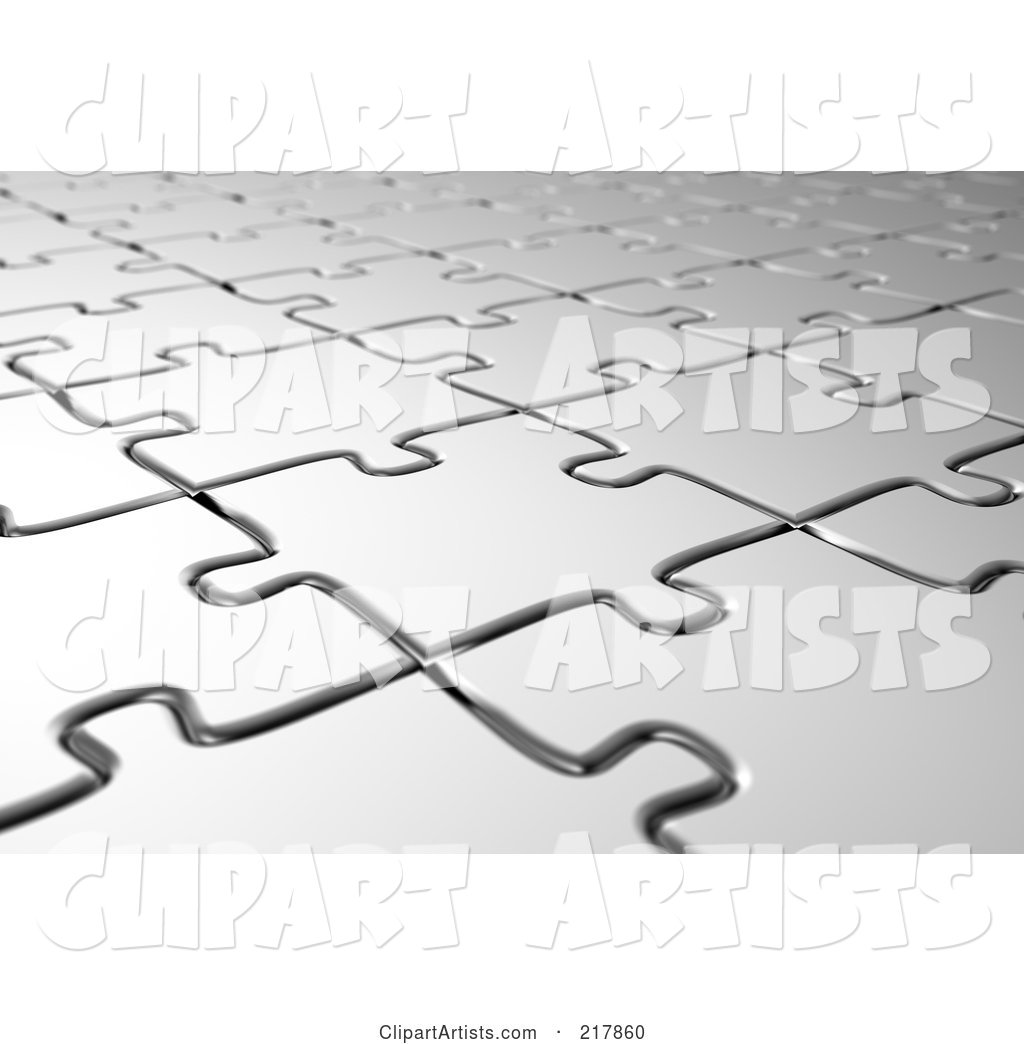 Angled Background of Silver Puzzle Pieces