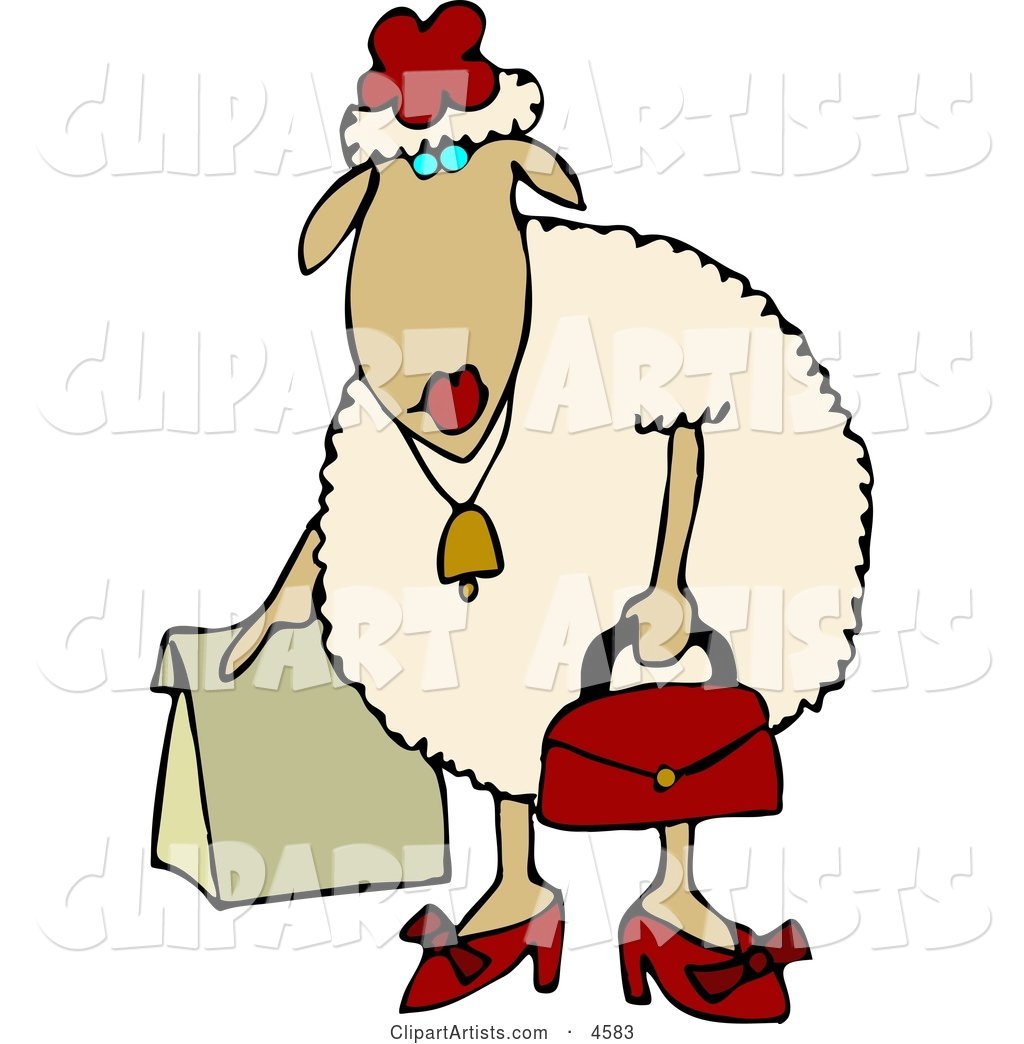 Anthropomorphic Female Sheep (ewe) Shopping