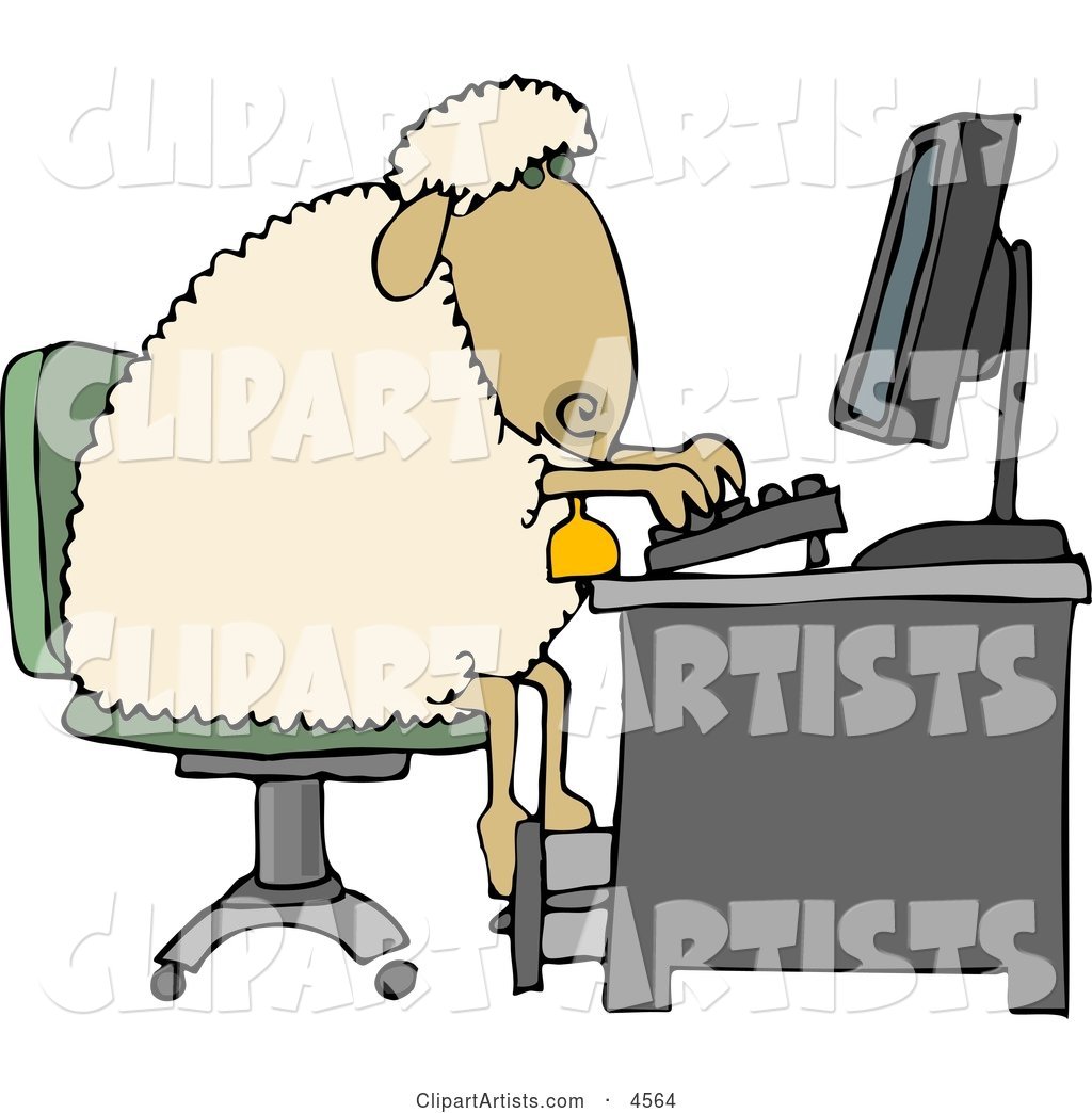 Anthropomorphic Sheep Typing on a Computer Keyboard