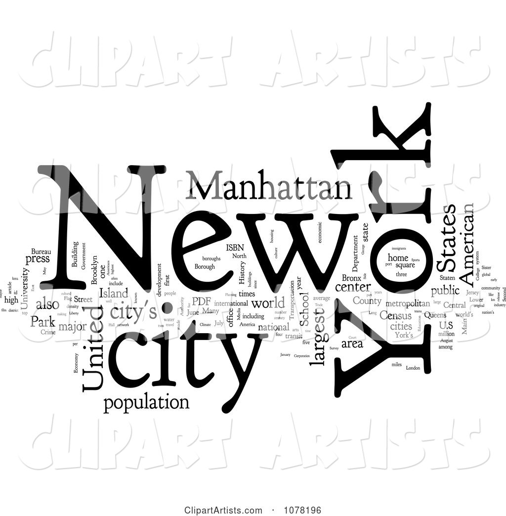 Black and White New York City Word Collage