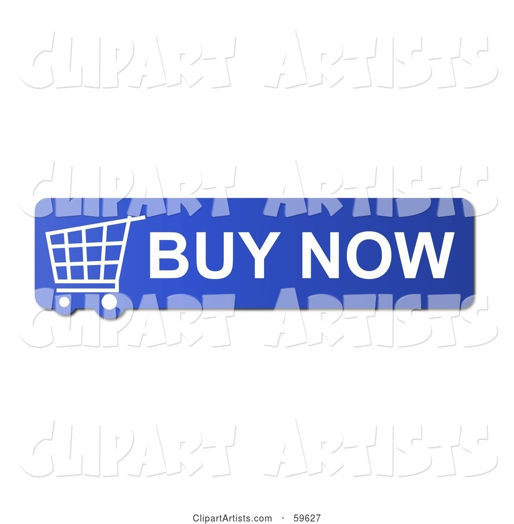 Blue Buy Now Shopping Cart Button Icon on White
