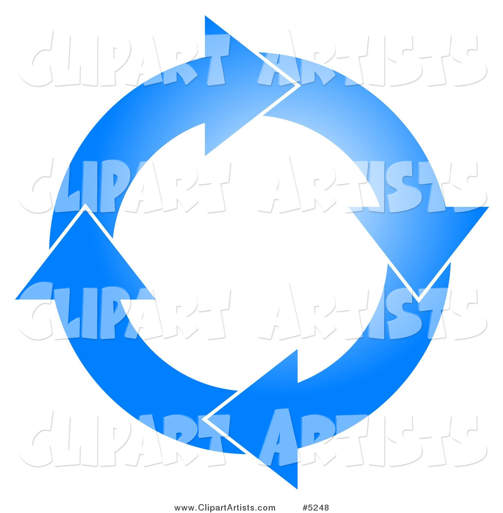 Blue Circle of Arrows Turning Clockwise