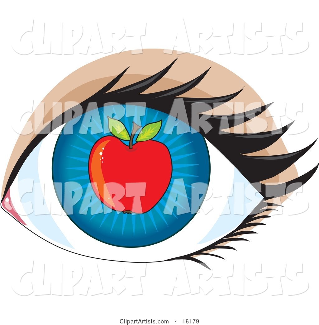 Blue Human Eye with an Apple, Concept for Apple of My Eye