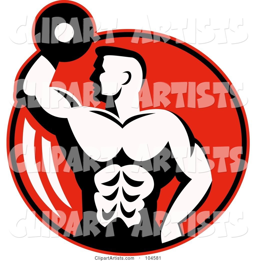 Bodybuilder with a Dumbbell Logo