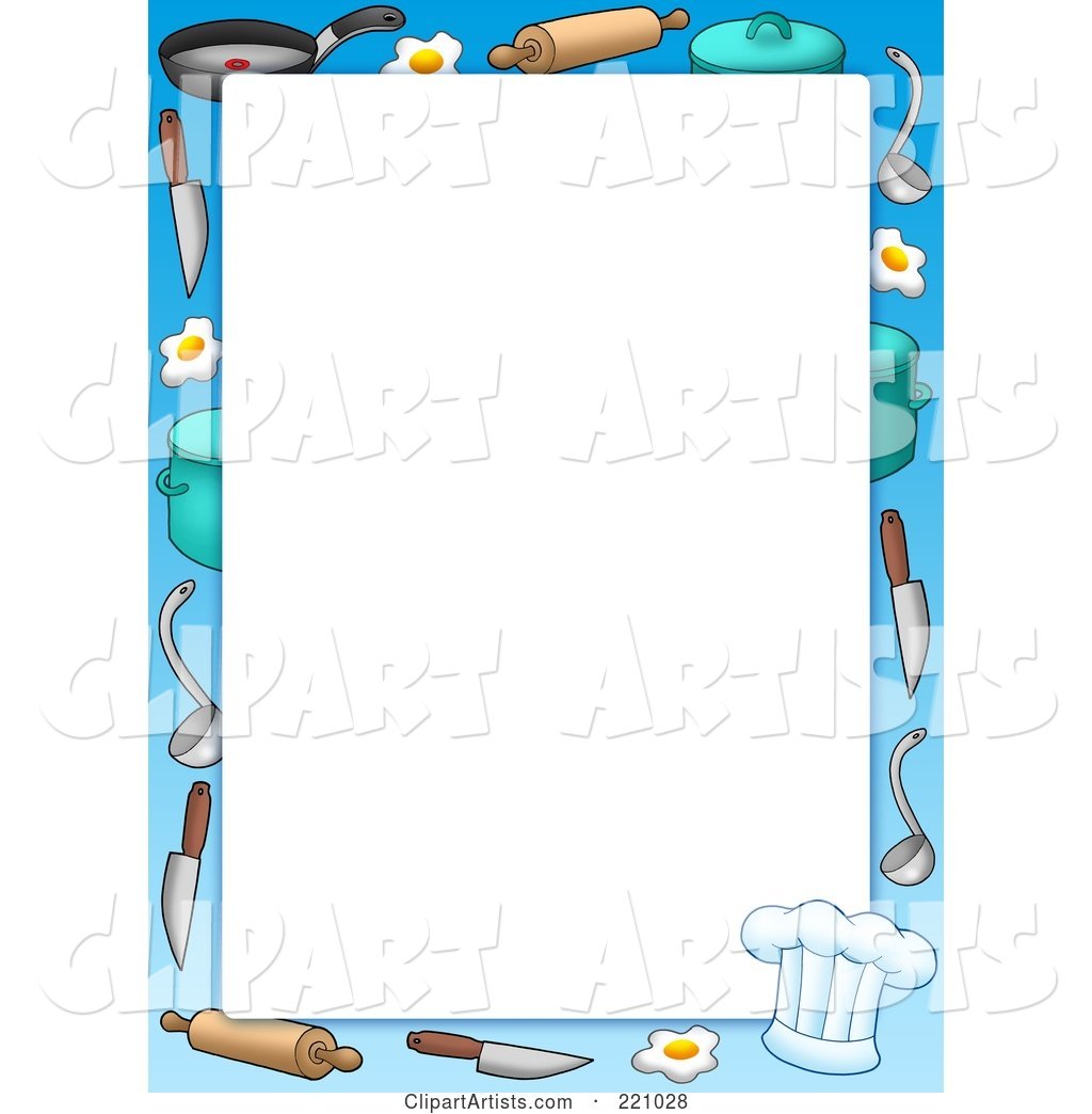 Cooking Items Frame or Border Around White Space
