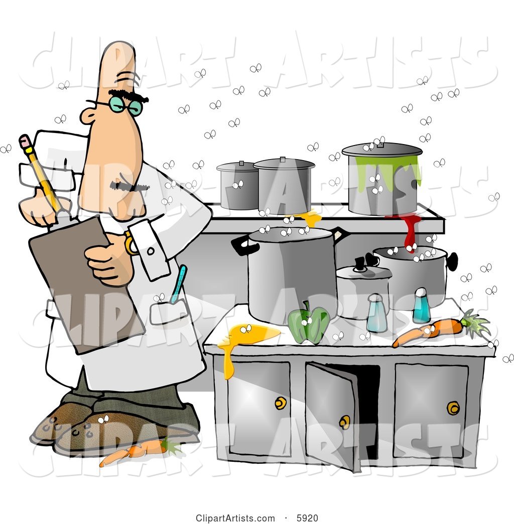 Food Health Inspector Inspecting a Dirty Kitchen at a Restaurant