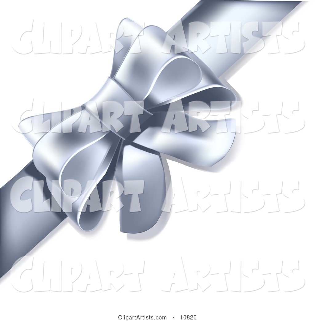 Gift Present Wrapped with a Silver or Grey Bow and Ribbon