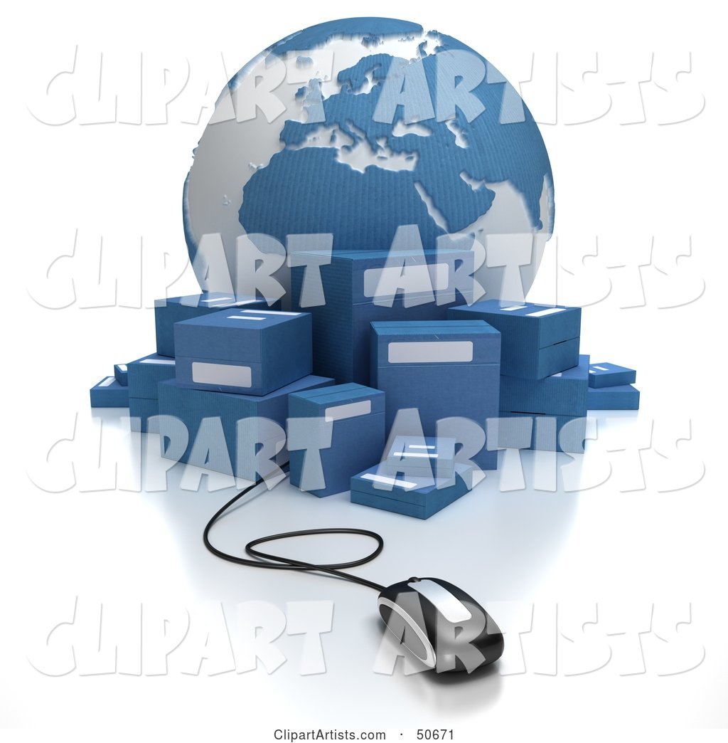 Globe with Boxes and a Computer Mouse - Version 3
