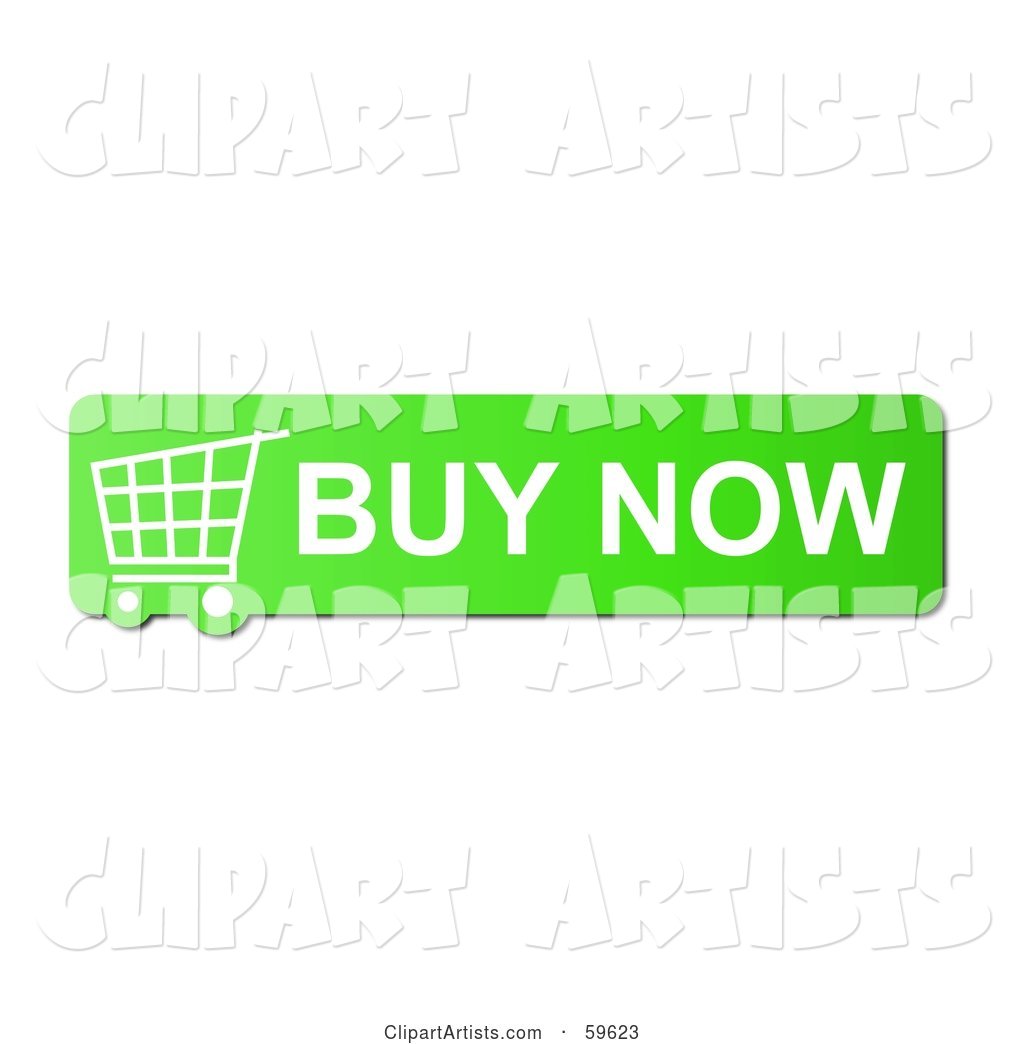 Green Buy Now Shopping Cart Button Icon on White