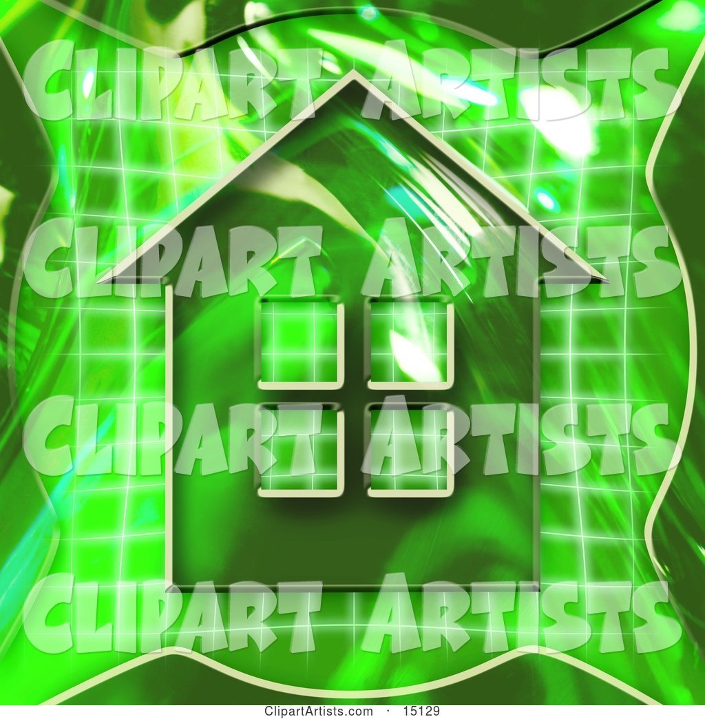 Green Home Icon Symbolizing Real Estate or an Energy Efficient Home