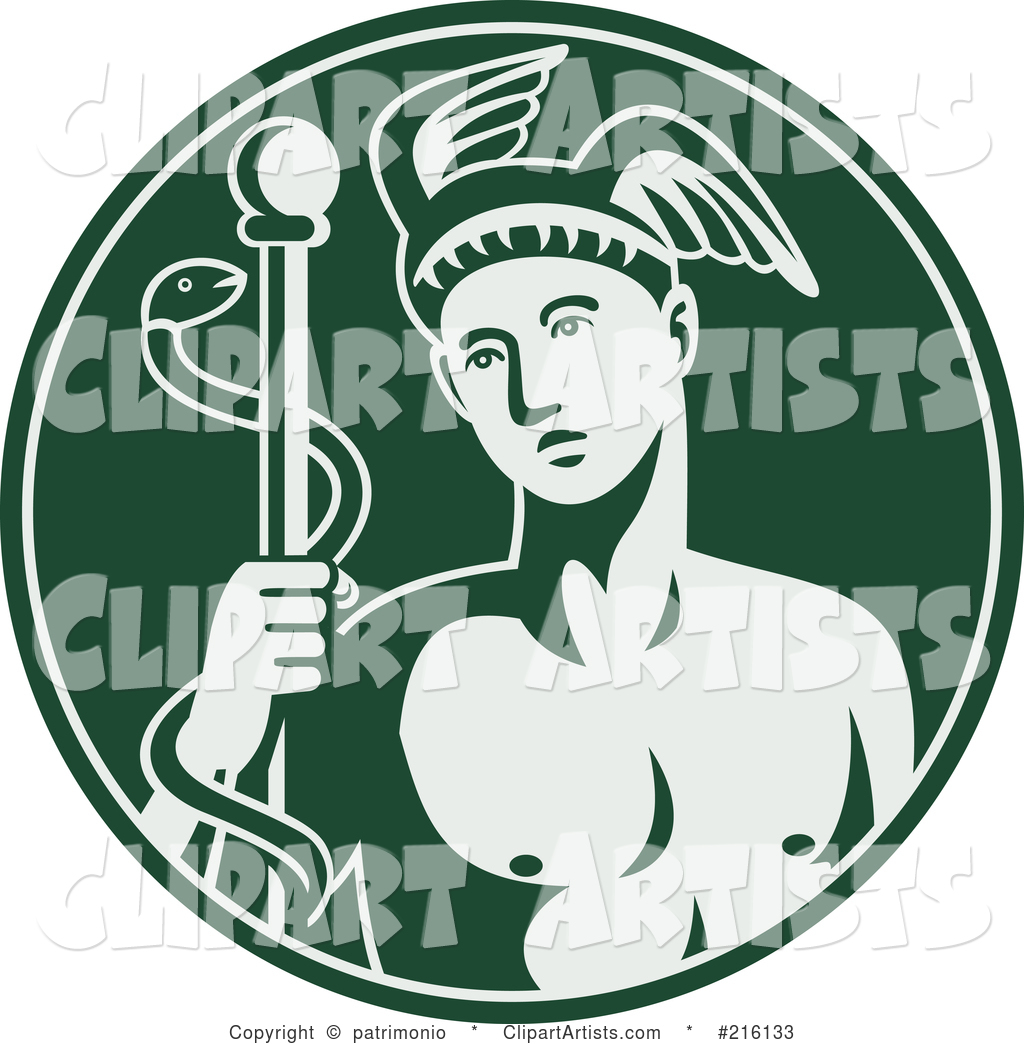 Green Logo Of Hermes With A Caduceus Of Snakes Clipart by patrimonio