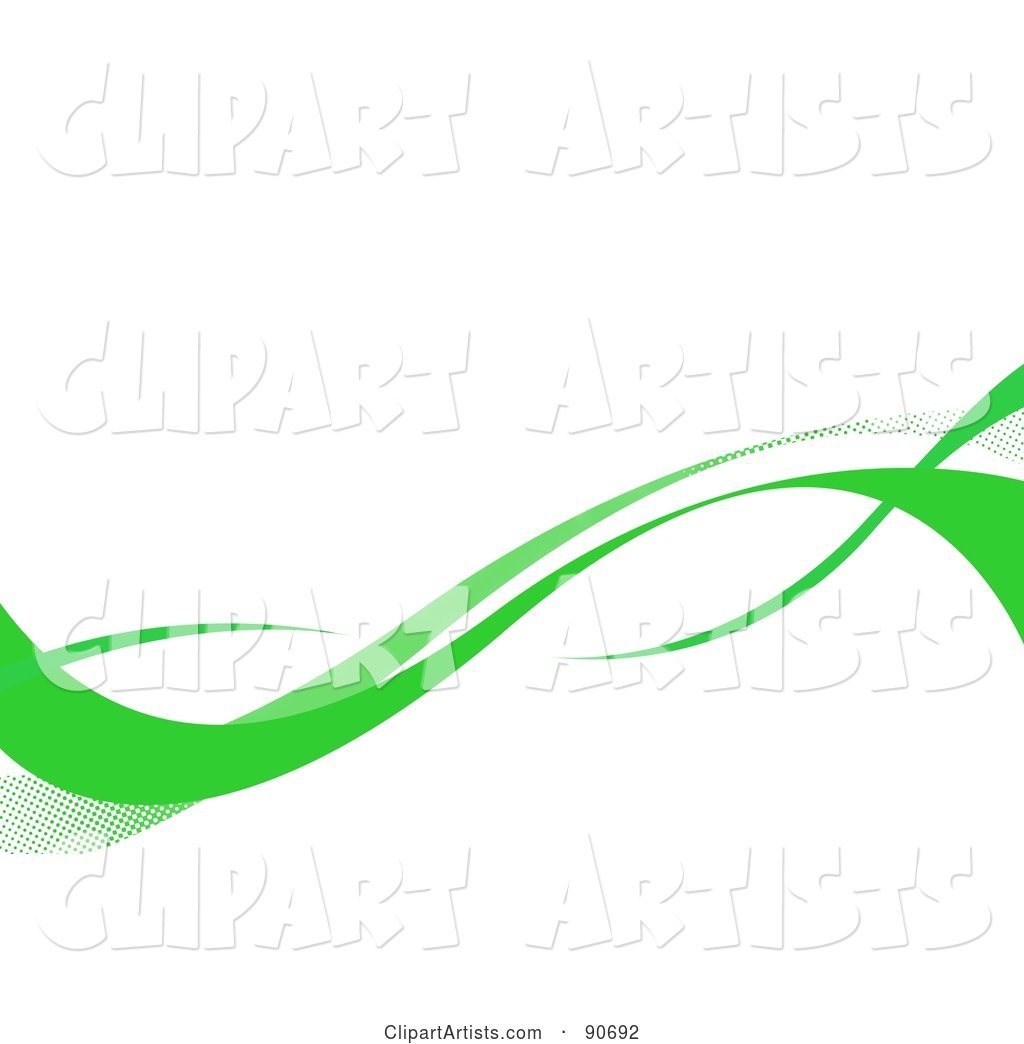 Green Swooshes over a White Background