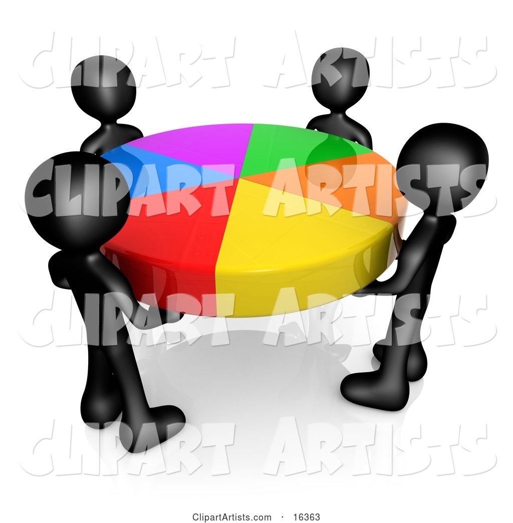 Group of Four Black People Holding a Colorful Pie Chart