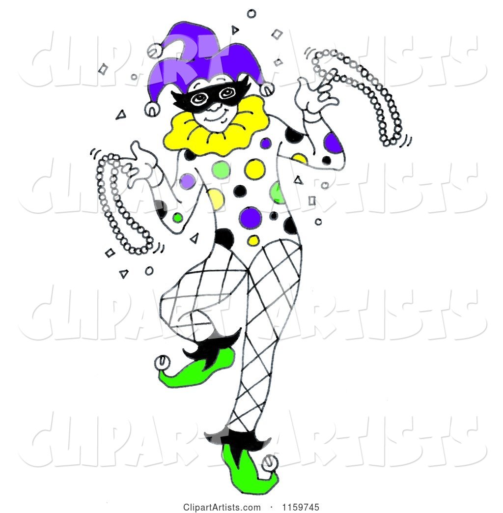 Mardi Gras Jester with Beads