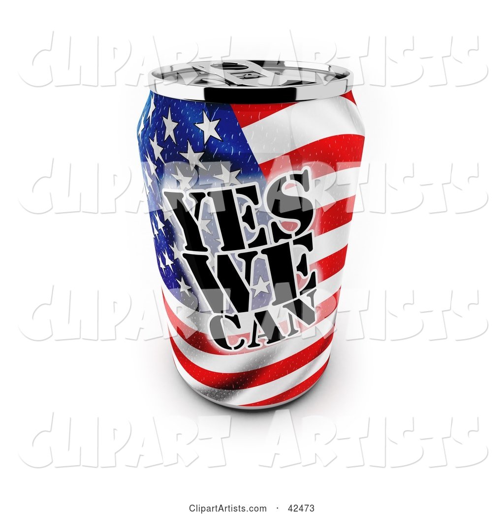 Patriotic Yes We Can Soda Can with an American Flag