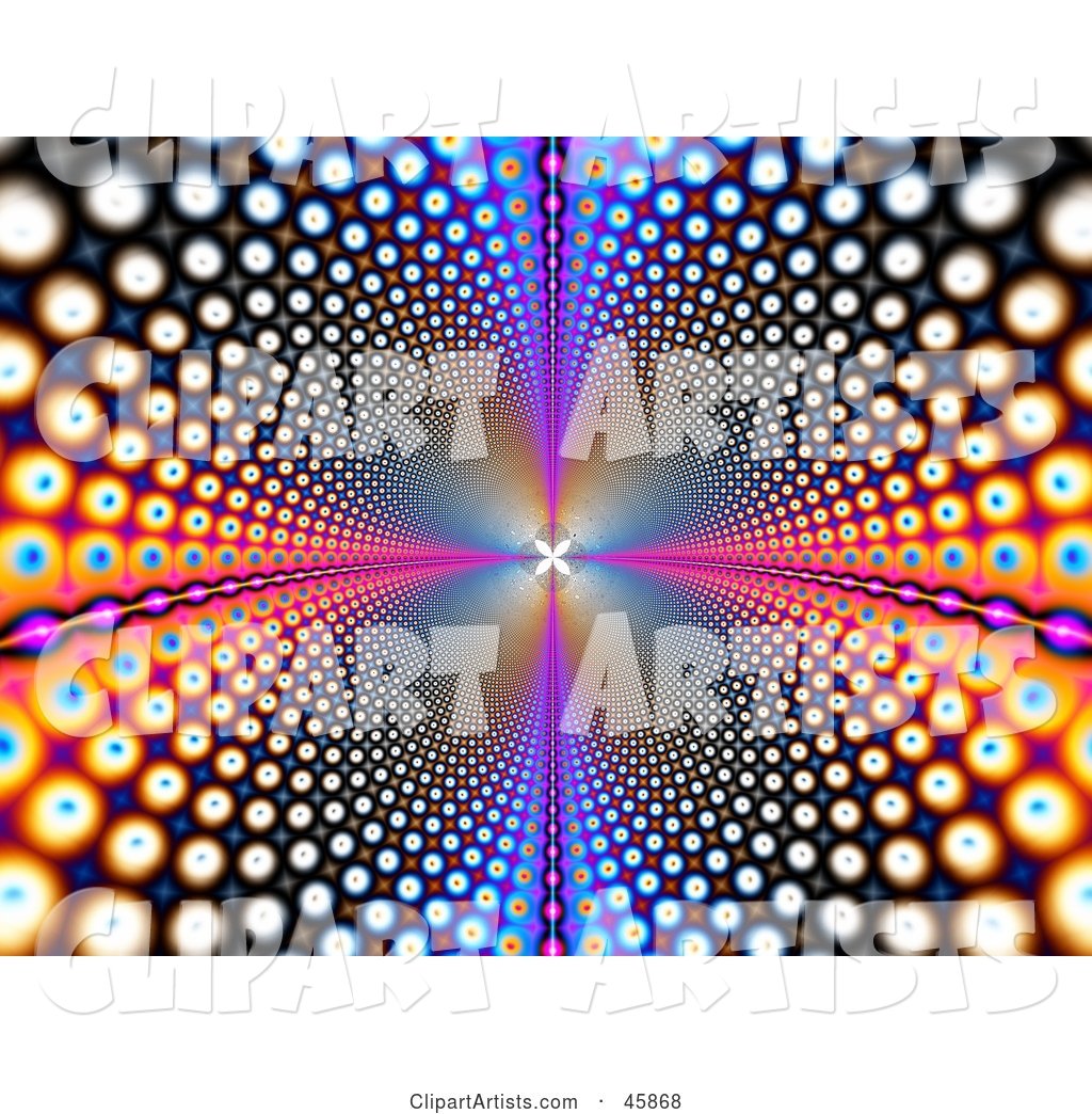 Psychedelic Funky Background of Colorful Circles Leading and Reflecting into the Distance