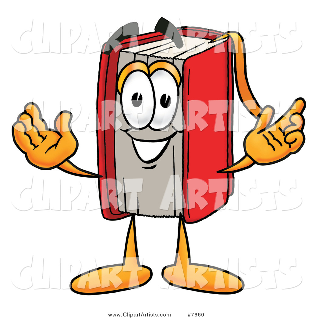 Red Book Mascot Cartoon Character with Welcoming Open Arms