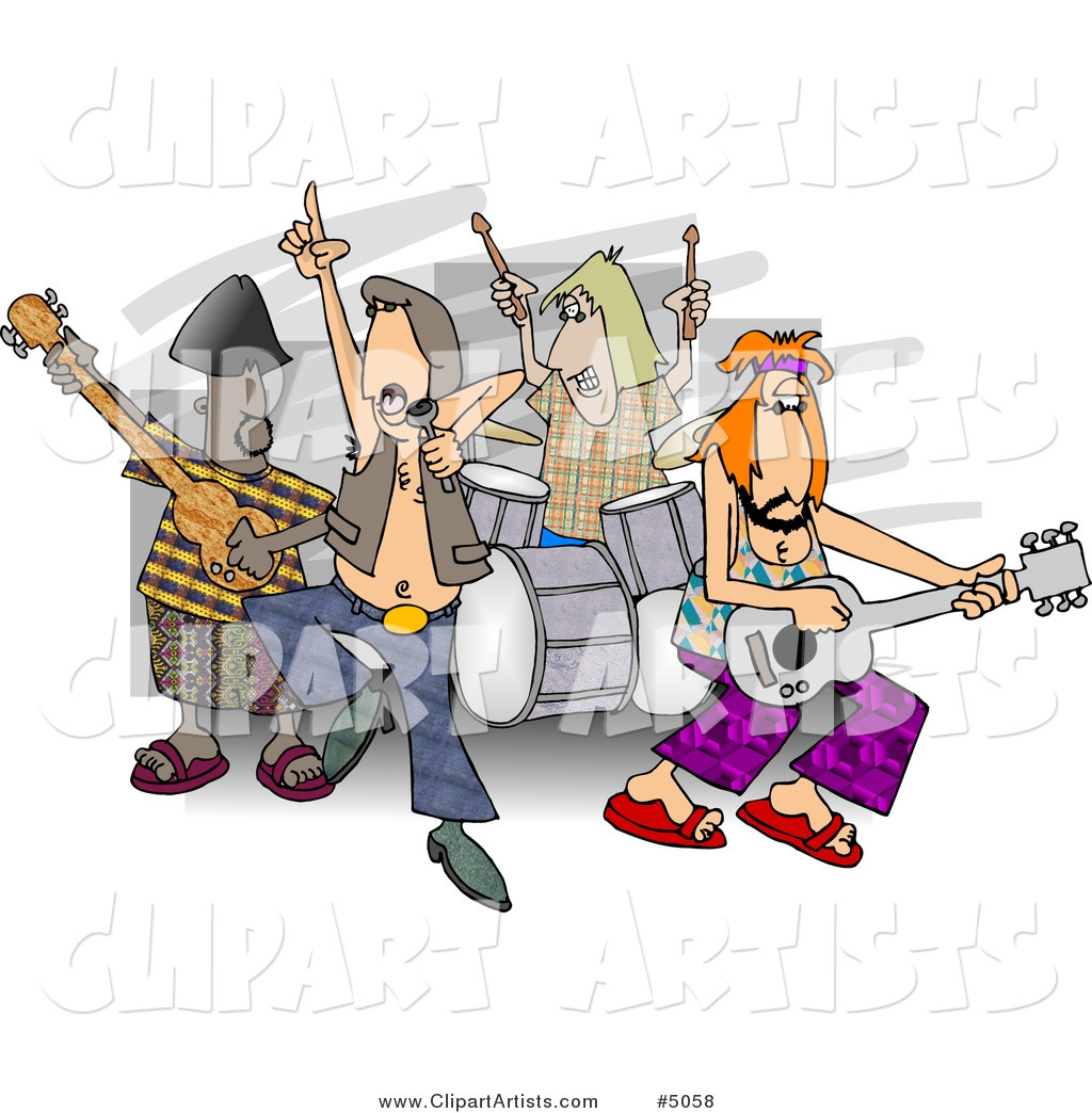 Rock and Roll Band Members Playing Music