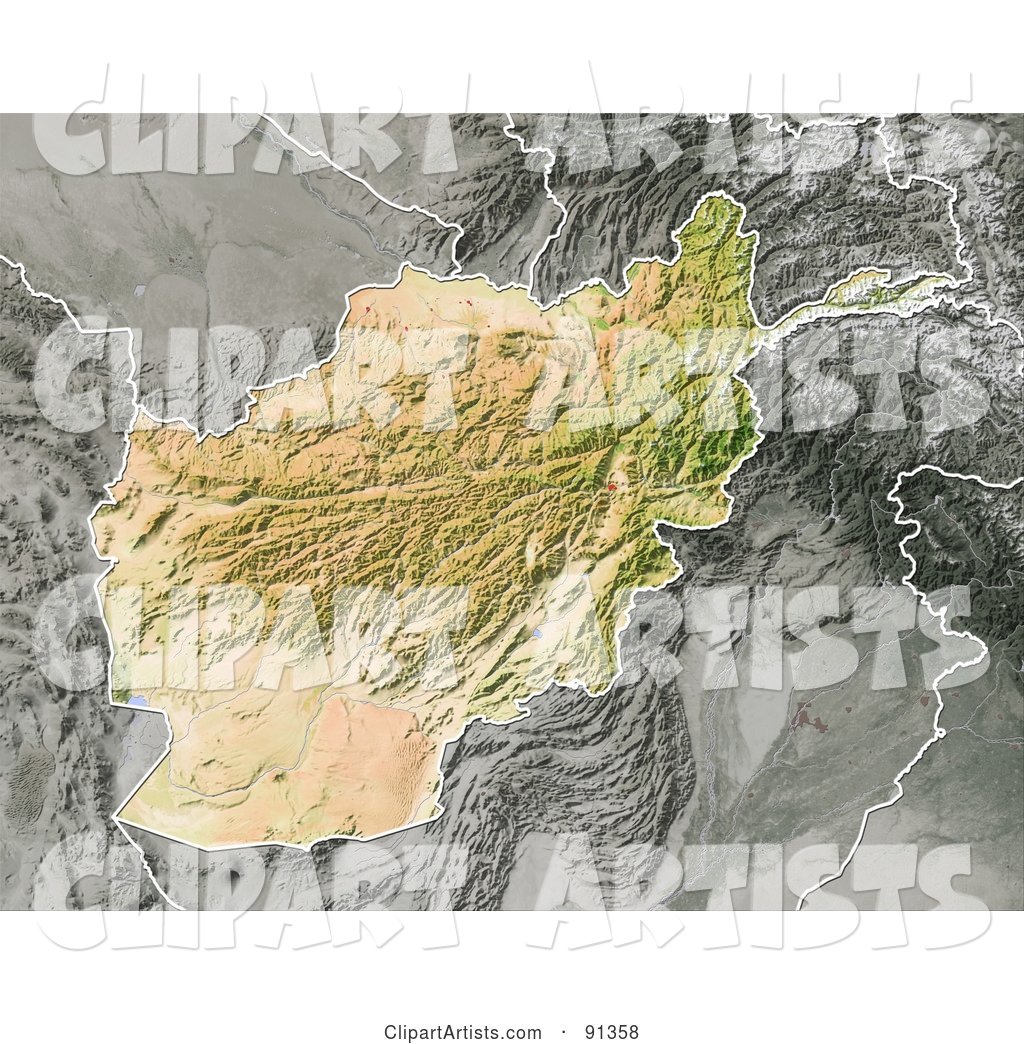 Shaded Relief Map of Afghanistan