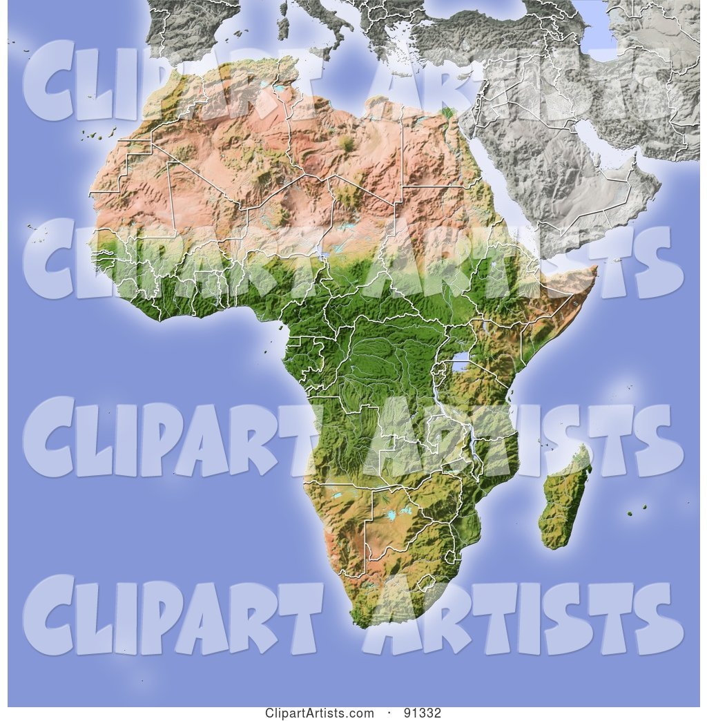 Shaded Relief Map of Africa