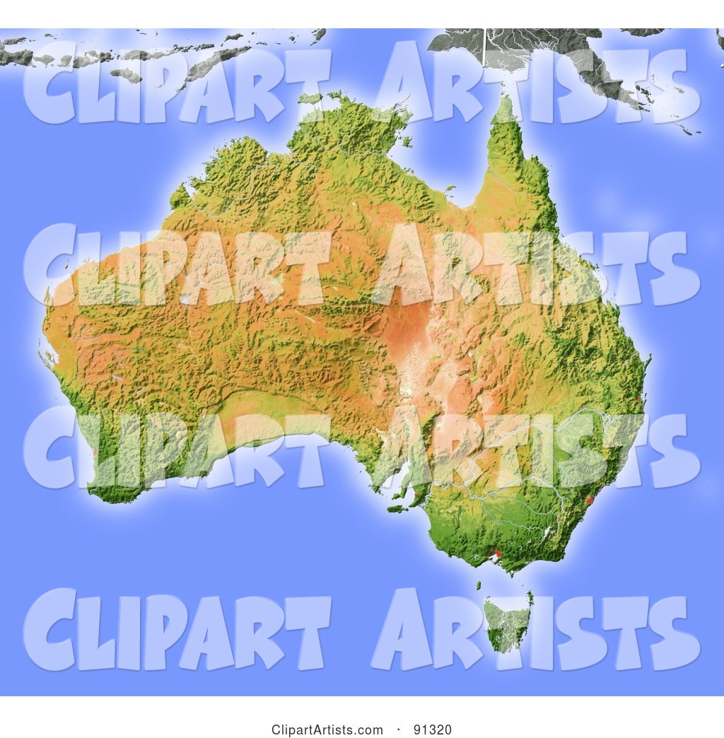 Shaded Relief Map of Australia