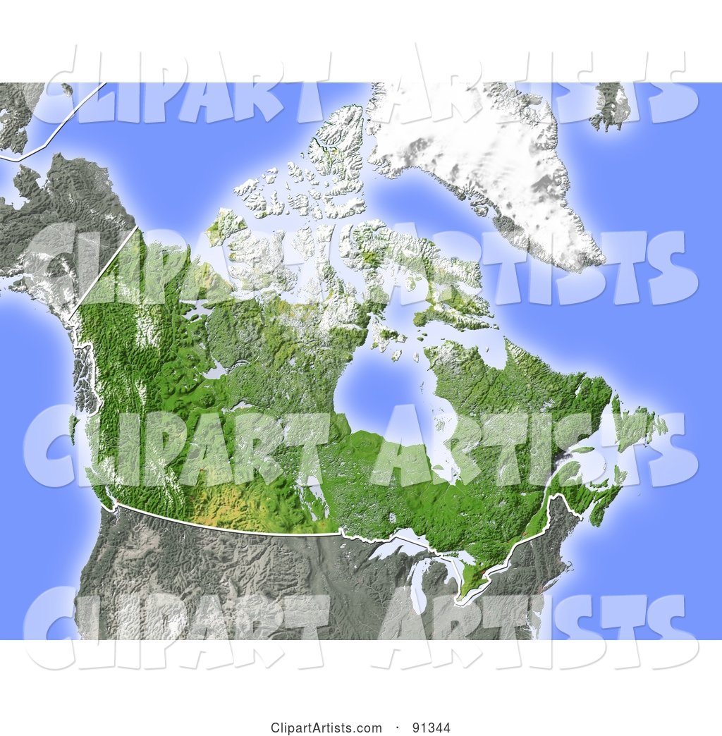 Shaded Relief Map of Canada