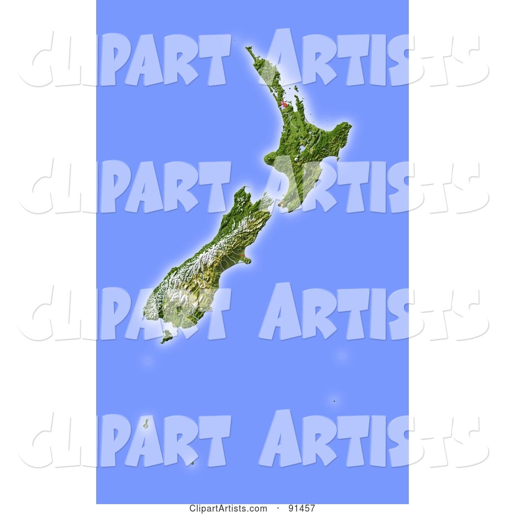 Shaded Relief Map of New Zealand