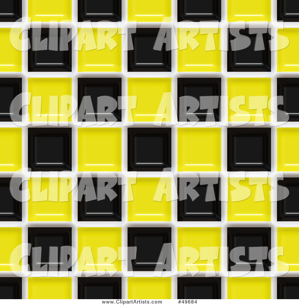 Shiny Black and Yellow Square Tile Background