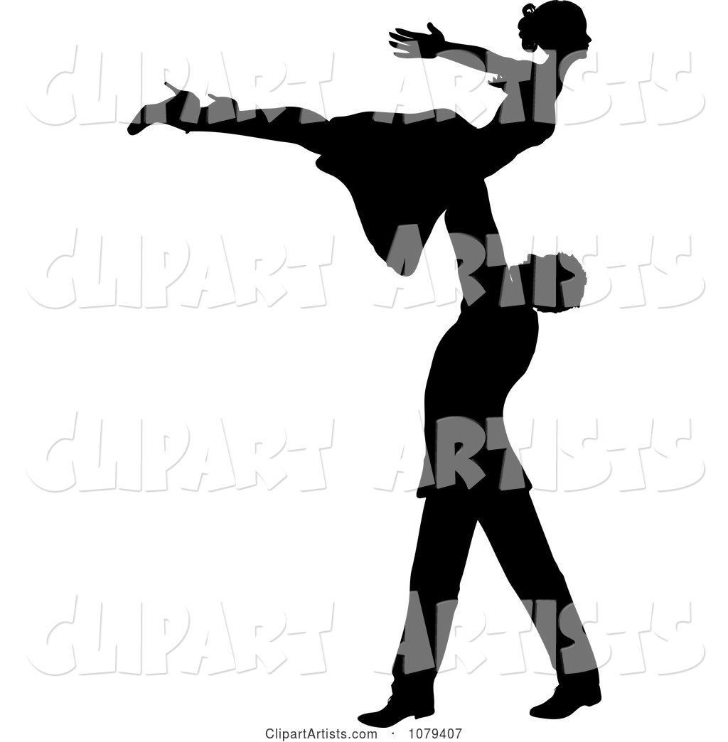 Silhouetted Male Dancer Lifting up His Partner