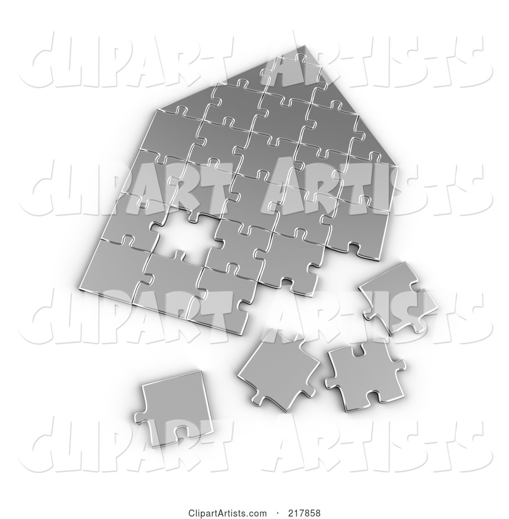 Silver Incomplete House Shaped Puzzle