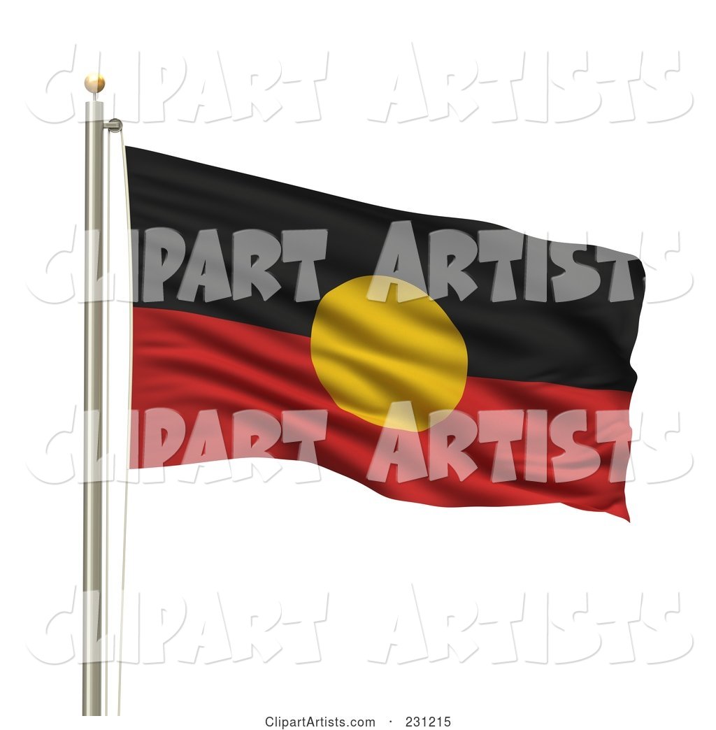 The Aboriginal Flag Waving on a Pole
